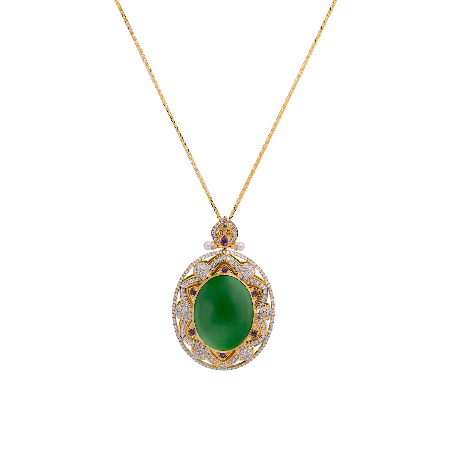 Imperial Jadeite & Gemstone Pendant in 18ct Gold