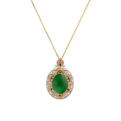 Imperial Jadeite & Gemstone Pendant in 18ct Gold