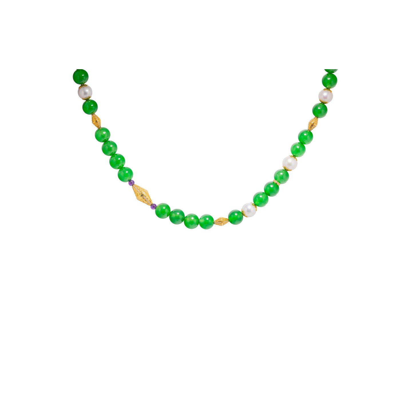 Imperial Jadeite, Pearl & Amethyst Necklace with 18ct Gold & Diamonds