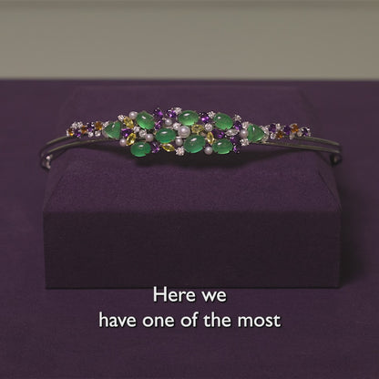 Mosaic Imperial Jadeite & Gemstones Tiara / Choker in 18k White Gold