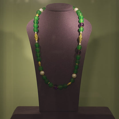 Imperial Jadeite, Pearl & Amethyst Necklace with 18ct Gold & Diamonds