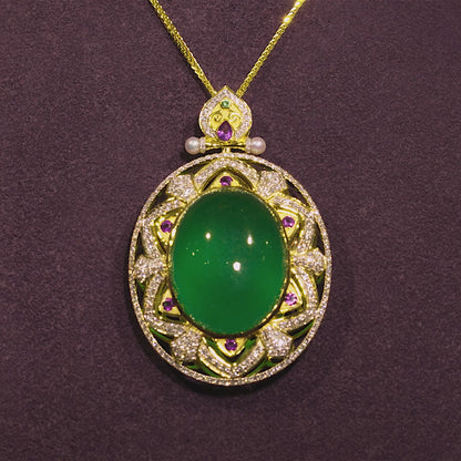 Imperial Jadeite & Gemstone Pendant in 18ct Gold